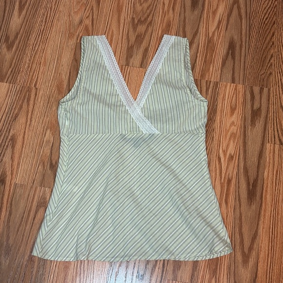 2010s Express Beige Striped Top with Lace Detail, sleeveless, XS - Picture 4 of 10